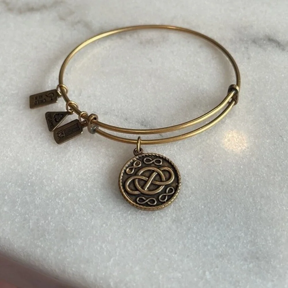 Celtic Knot Adjustable Gold Bangle Bracelet Stackable